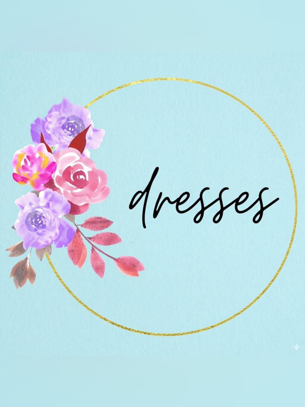 Floral 'Dresses' Wall Art Print - Pastel Blue & Pink